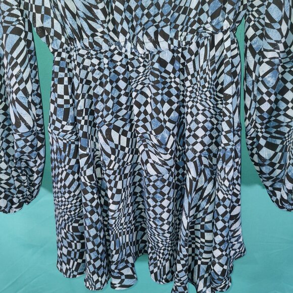 Steve Madden Womens Long Sleeve Geometric Print Dress Size M - Picture 7 of 8
